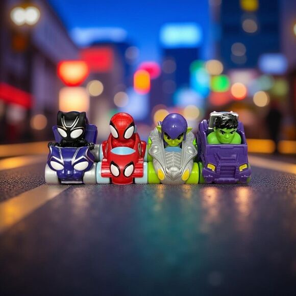 4 2020 Disney Jr. Marvel Spidey & His Amazing Friends Mini Plastic Cars  B7 - Picture 1 of 4